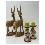 Hand Carved Figurines and Soapstone Candle Sticks
