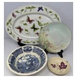 Vintage Bowls, Hand Painted Plate, Platter