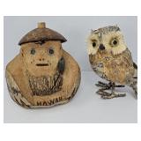Coconut Figure with Burlap and Straw Owl