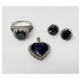 Sterling with Blue and Clear Stones Jewelry