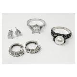 Sterling Size 7.5 Rings and Earrings