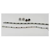 Fancy Sterling Earrings and Bracelets with Stones