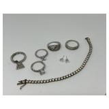 Sterling Rings, Earrings and Tennis Bracelet
