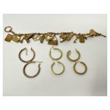 Sterling Hoops and Charm Bracelet