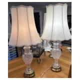 Pair of Glass Lamps with Shades