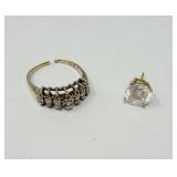 Fancy Ring and 14K Stud Earring