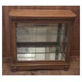 Oak Mirrored Glass Display Cabinet