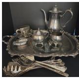Silver Plate and Pewter Serving Collection