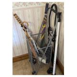 Folding Metal Rolling Cart and Umbrellas