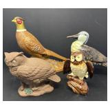 Pheasant, Owl, and Seagull Figures
