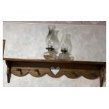Oil Lamps and Wall Shelf