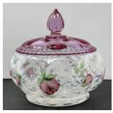 Fenton Trellis Melon Powder Box or Candy Dish