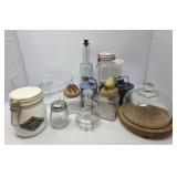 Assortment of Kitchen Glass Containers and More