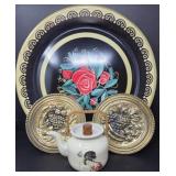 Vintage Metal Serving Platter, Asian Kettle, More