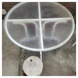 Outdoor Glass & Metal Table with Umbrella