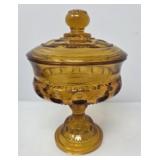 Vintage Indiana Glass Amber Thumbprint Candy Dish