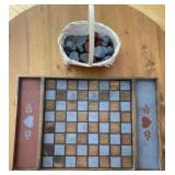 Hand Crafted Hearts Checkers Board