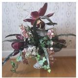 Floral Arrangment in Milk Glass Vase
