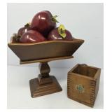 Butter Mold Press and Wood Fruit Stand