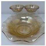Set of Three Carnival Glass Bowls