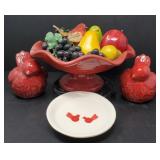 Ceramic Pedestal Bowl with Faux Fruit