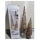 Wondershop Lit Rattan Cone Tree Set