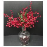 Decorative Clear Vase with Berries