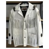 White Western Leather Jacket with Beads and Fringe