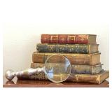 Vintage Books with Magnifying Glass