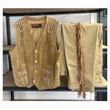 Western Suede Beaded Fringed Vest,  Fringed Pants