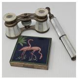 Mother of Pearl Opera Glasses and Vintage Compact