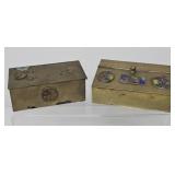 Pair of Small Brass Boxes with Hinged Lids
