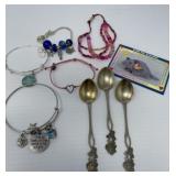 Vintage Alpaca Spoons, Costume Bracelets