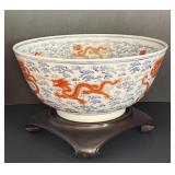 Chinese Iron-Red Dragon Bowl with Stand