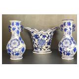 Blue and White Flower Vases