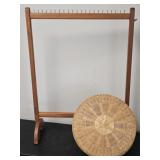 Hand-Crafted Wooden Loom and Woven Sewing Basket