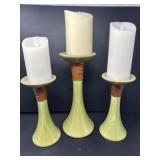Green Ceramic Pillar Candle Holders