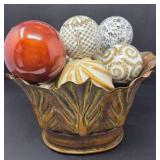 Decorative Metal Bowl of Marble Balls