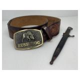 Brass Bush Hog Buckle, Belt, Knife