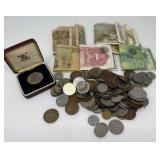 Bag of Foreign Coins and Currency