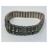 Antique Sterling Green/Clear Gemstone Bracelet