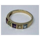 10K Gold Mother's Ring with Five Gemstones