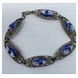 Antique Sterling Delft Filigree Bracelet