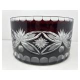 Ruby Bohemian Cut to Clear Crystal Bowl