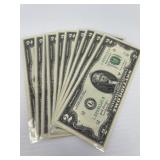 Ten Sequential Uncirculated $2 Bills A
