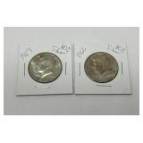 1966 and 1967 40% Silver Kennedy Halves
