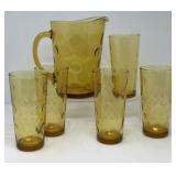 Amber Hazel Atlas Eldorado Dot Pitcher and Glasses