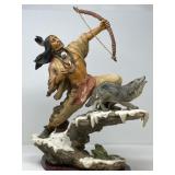 Native American Warrior with Bow and Wolf