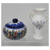 Polish Sugar Dish and Violets Vase
