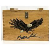 Wood Box with Hand Painted Eagle and Tray